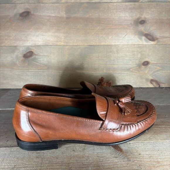 dexter mens size 10.5 wide shoes brown leather tasseled  slip on comfort loafers main image 6